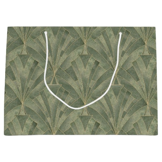 Smarald Green und Gold Art Deco Muster Große Geschenktüte (Vorderseite)