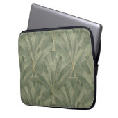 Smarald Green und Gold Art Deco Muster Laptopschutzhülle (Vorderseite Links)