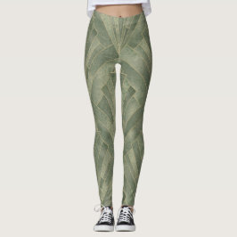 Smarald Green und Gold Art Deco Muster Leggings