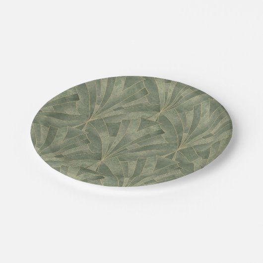 Smarald Green und Gold Art Deco Muster Pappteller (Schrägansicht)