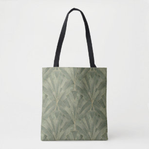 Smarald Green und Gold Art Deco Muster Tasche