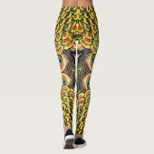 Smarald Green und Gold Peacock Feathers Leggings (Rückseite)