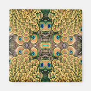 Smarald Green und Gold Peacock Feathers Magnet