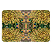 Smarald Green und Gold Peacock Feathers Magnet (Horizontal)