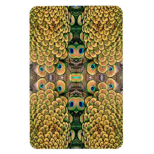 Smarald Green und Gold Peacock Feathers Magnet (Vertikal)