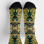 Smarald Green und Gold Peacock Feathers Socken (Oben)