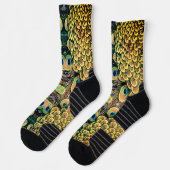 Smarald Green und Gold Peacock Feathers Socken (Links)