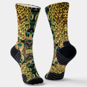 Smarald Green und Gold Peacock Feathers Socken (Gewinkelt)