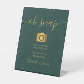 Smarald Green und Gold Signature Script Oh Snap Sockelschild (Vorderseite)