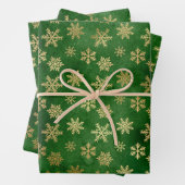 Smarald Green und Gold Snowflakes Weihnachten Geschenkpapier Set (Beispiel)