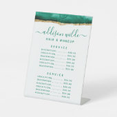 Smarald Green und Gold Watercolor Service Price Sockelschild (Vorderseite)