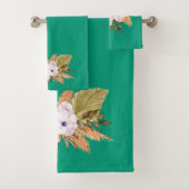 Smarald Green und Pampas Grass Badhandtuch Set (Insitu)