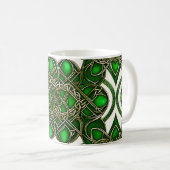 Smarald Green und Silver Celtic Knots Kaffeetasse (VorderseiteRechts)