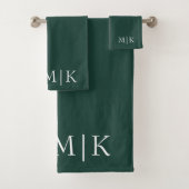 Smarald Green und White | Modernes Monogramm Badhandtuch Set (Insitu)