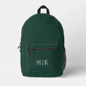 Smarald Green und White | Modernes Monogramm Bedruckter Rucksack (Vorderseite)
