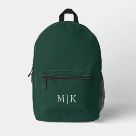 Smarald Green und White | Modernes Monogramm Bedruckter Rucksack