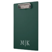 Smarald Green und White | Modernes Monogramm Klemmbrett (Links)