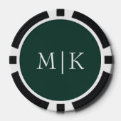 Smarald Green und White | Modernes Monogramm Pokerchips (Vorderseite)