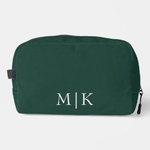 Smarald Green und White Modernes Monogramm Waschbeutel