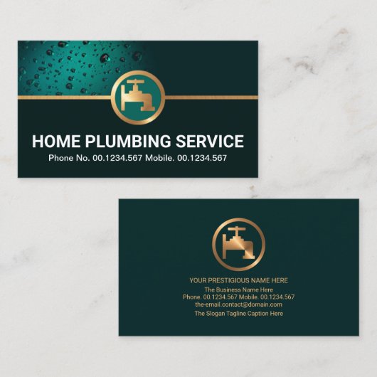 Smarald Green Water Drop Kupfer Faucet Klempner Visitenkarte (Vorne/Hinten)