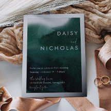 Smarald Green Watercolor Wedding Silver