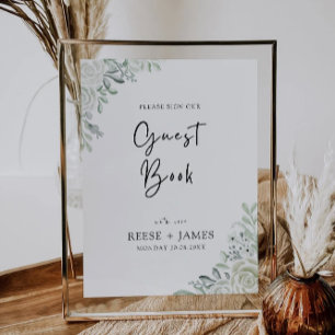 Smarald Green Wedding Guest Book Sign Template Einladung