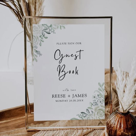 Smarald Green Wedding Guest Book Sign Template Einladung