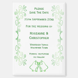 Smarald Green Wedding Save the Date Magnet Bells