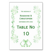 Smarald Green Wedding Table Zelt Sign Bells Tischnummer (Rückseite)