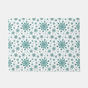 Smarald Green Weihnachtsschneeflocken auf Winter W Fußmatte