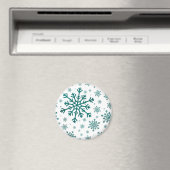 Smarald Green Weihnachtsschneeflocken auf Winter W Magnet (In Situ (Geschirrspüler))