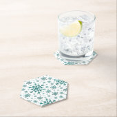 Smarald Green Weihnachtsschneeflocken auf Winter W Untersetzer (Vor Ort)