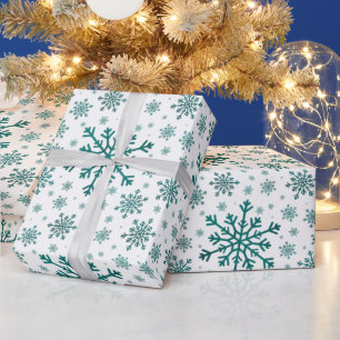 Smarald Green Weihnachtsschneeflocken im Winter Geschenkpapier