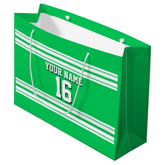 Smarald Green White Team Jersey Name Große Geschenktüte (Vorderseite Schrägansicht)