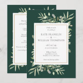 Smarald Greenery alle in einem QR-Code Hochzeit Einladung (Vorne/Hinten)