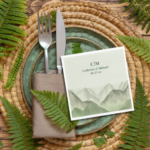 Smarald Greenery Mountain Mist Rustikale Hochzeit Serviette