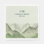 Smarald Greenery Mountain Mist Rustikale Hochzeit Serviette (Vorderseite)