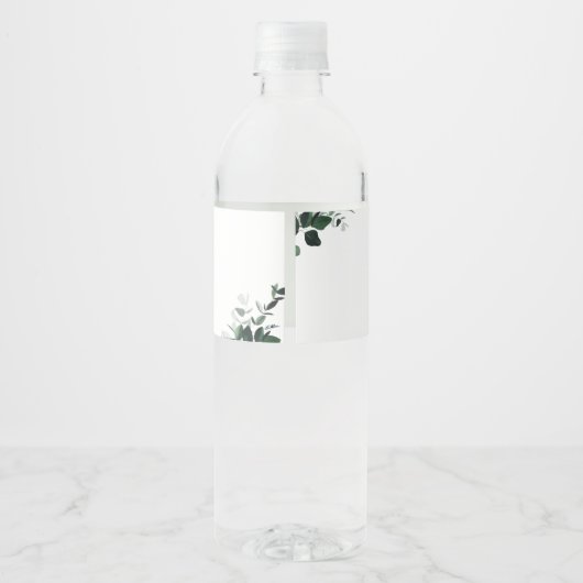 Smarald Greenery Wedding Water Flasche Label Wasserflaschenetikett (Rückseite)