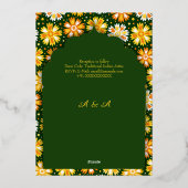 Smarald-Hinteru Pfauenlotus Hochzeitgold-Skript Folieneinladung (Rückseite)