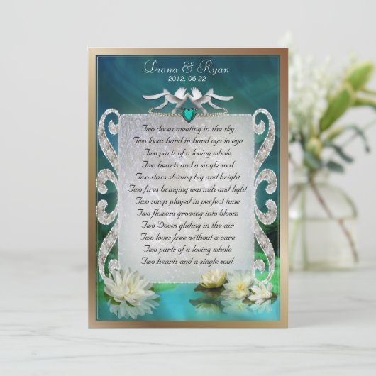 Smarald Sea Two Doves Gedicht Keepake (Stehend Vorderseite)