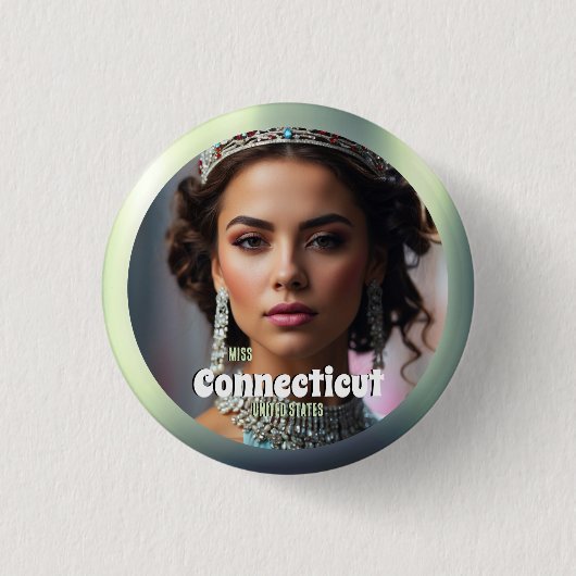 Smarald Shine Pageant Button Button Custom Foto (Vorderseite)