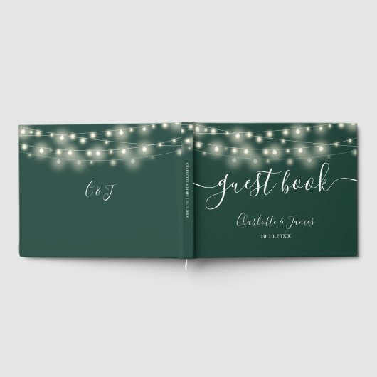 Smarald String Lights Signature Script Wedding Gästebuch (Voll)