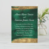 Smarald Watercolor mit Gold Einladung (Stehend Vorderseite)