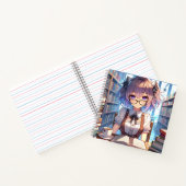 Smart Anime Girl in Library Reading Books Notizblock (Innenseite)