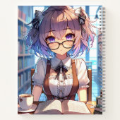 Smart Anime Girl in Library Reading Books Notizblock (Rückseite)
