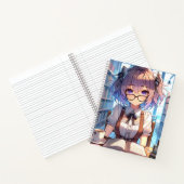 Smart Anime Girl in Library Reading Books Notizblock (Innenseite)