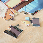 Smart Anime Girl in Library Reading Books Puzzle (Seite)