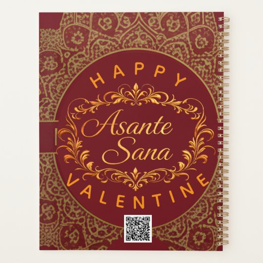 Smart Asante Sana Valentine Gold Art & Custom QR Planer (Rückseite)