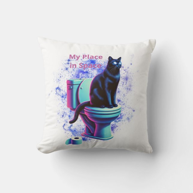 Smart Black Cat mit Brille - Funny Cartoon Kissen (Vorderseite)