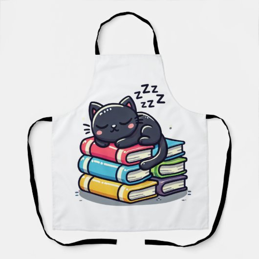 Smart Black Cat mit Brille - Funny Cartoon Schürze (Vorderseite)